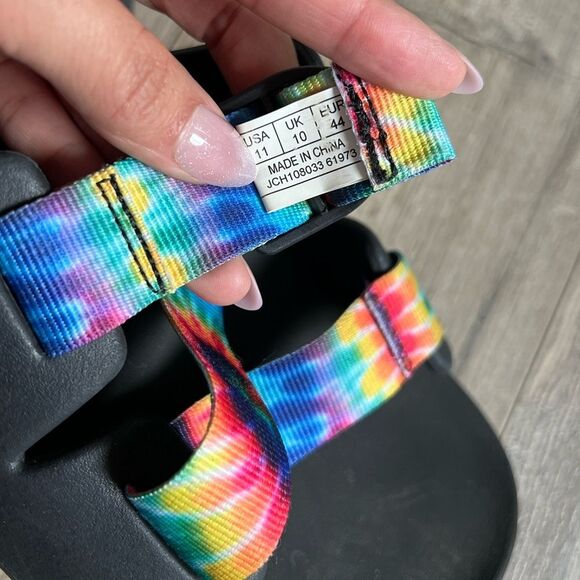 CHACO Rainbow Tie Dye Slide Sandals Size 11 - Picture 5 of 10